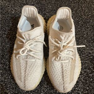 Yeezy Boost - Cream/Off-White Knit Low-Top Sneakers